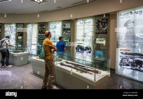 DMZ Korea , 24 September 2019 : Tourists inside 3rd infiltration Tunnel ...