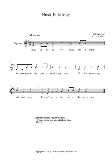 Hush, little baby – Sheetmusic2print