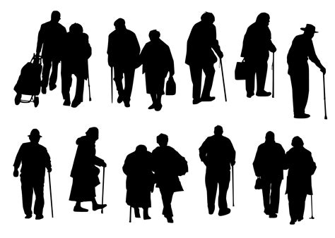 10 Elderly Old Person Silhouette (PNG Transparent) | OnlyGFX.com