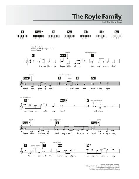 Half The World Away by Oasis Sheet Music for Piano Chords/Lyrics at Sheet Music Direct