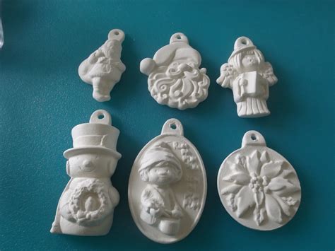 B2 - 6 Christmas Ornaments Ceramic Bisque Ready-to-Paint, Unpainted ...