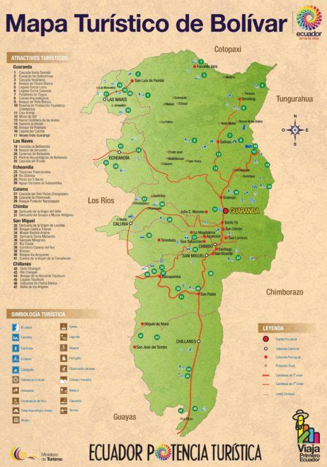 Mapa turístico de atracciones en (Guaranda) Bolívar, Ecuador - PlanetAndes