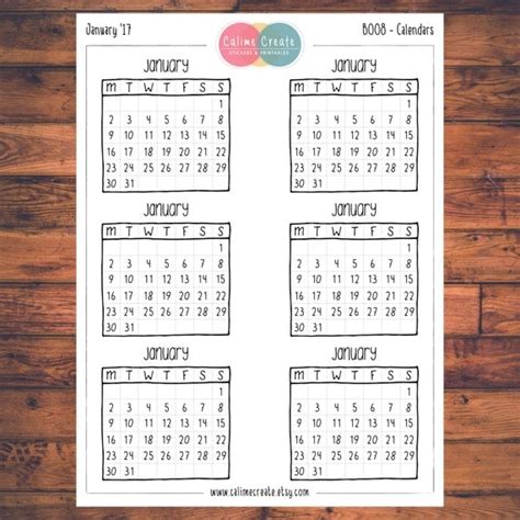 BUJO Calendar Planner Stickers Bullet Journal Doodle Planner