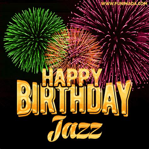 Wishing You A Happy Birthday, Jazz! Best fireworks GIF animated greeting card. | Funimada.com