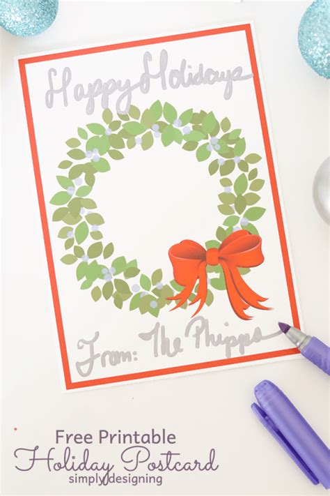 Printable Holiday Postcard