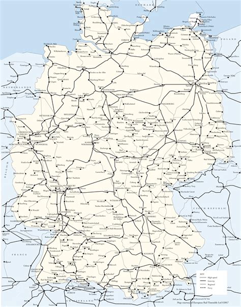 Germany train map - Map of Germany train routes (Western Europe - Europe)