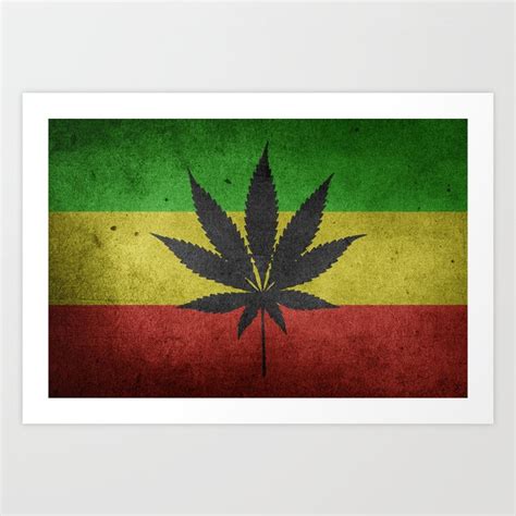 Green yellow and red color Cannabis Marijuana flag Art Print by ...