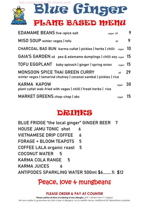 Online Menu of Blue Ginger Restaurant, Whitianga, New Zealand, 3510 - Zmenu