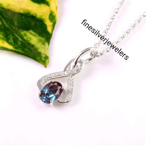 Alexandrite Pendant in 925 Sterling Silver Lab Alexandite - Etsy