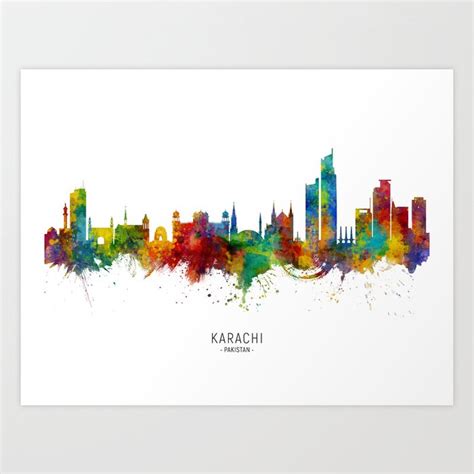 Karachi Pakistan Skyline Art Print by artPause - Michael Tompsett ...