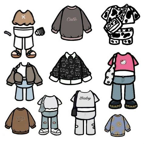 Clothing asthetic🌼 and toca life🌻 | Paper dolls clothing, Sticker design inspiration, Hello ...