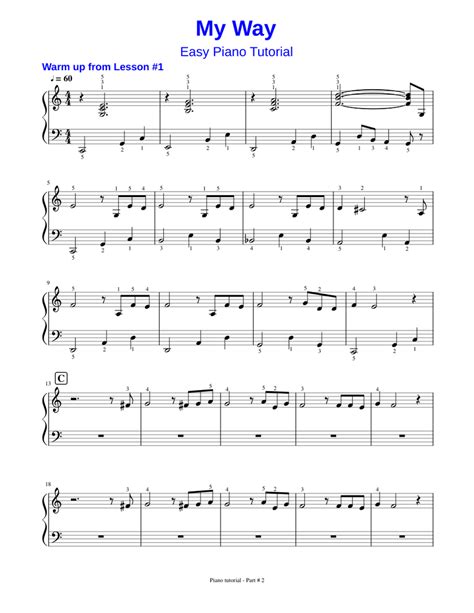 My Way - Easy Piano Tutorial - Lesson #2 Sheet music for Piano (Solo) | Musescore.com