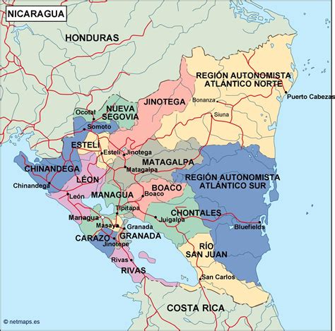 nicaragua political map | Order and download nicaragua political map