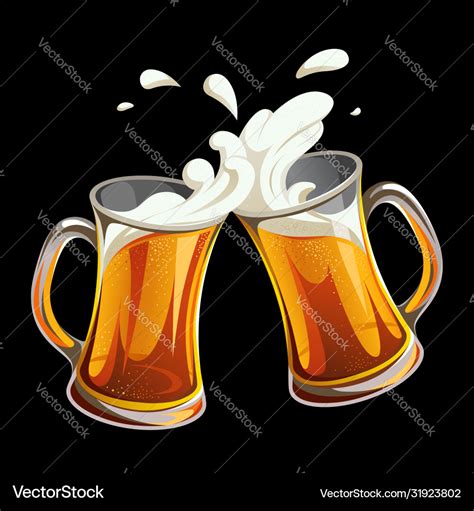 Cheers beer glasses Royalty Free Vector Image - VectorStock