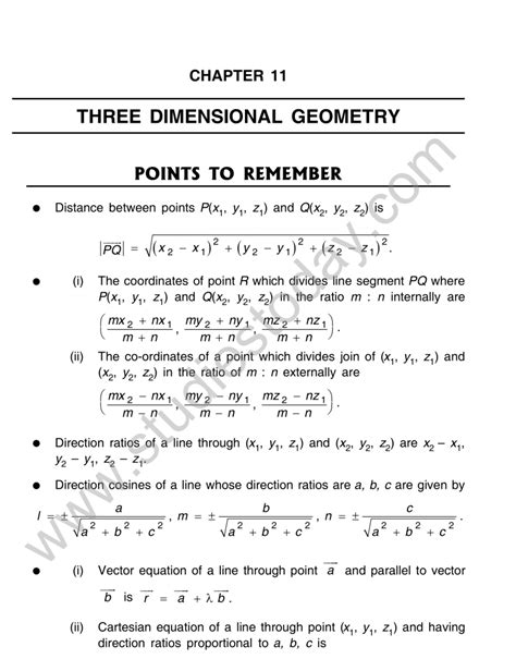 CBSE Class 12 Mathematics Three Dimensional Geometry Worksheet Set A