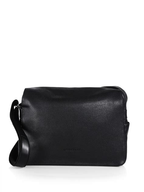 Longchamp Leather Messenger Bag in Black for Men | Lyst