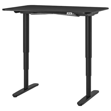 BEKANT black stained ash veneer, black, Desk sit/stand, 120x80 cm - IKEA