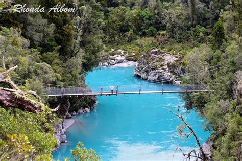 Azure Waters and Swing Bridge at Hokitika Gorge, New Zealand