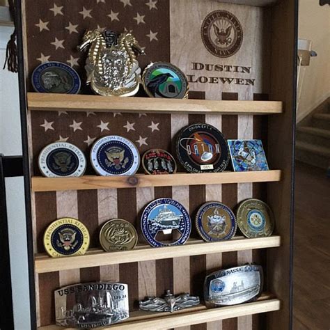 Hanging Wood Military Coin Holder, Engraved military coin holder, coin holder shelf ...