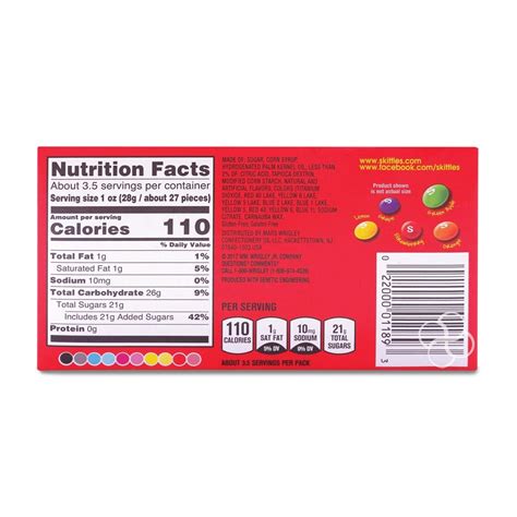 Skittles Nutrition Facts Label