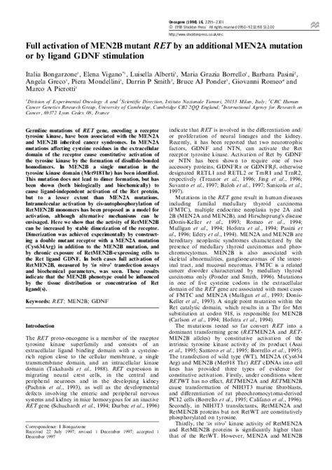 (PDF) Full activation of MEN2B mutant RET by an additional MEN2A ...