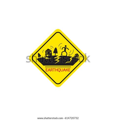 Warning Sign Earthquake Stock Vector (Royalty Free) 614720732