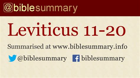 Bible Summary - Leviticus 11-20 - Laws for Purity - YouTube