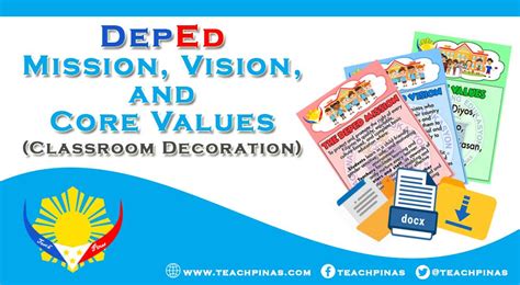 DepEd Mission Vision and Core Values (Printable Decor) - Teach Pinas