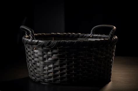 Premium Photo | A wicker basket with a black background.