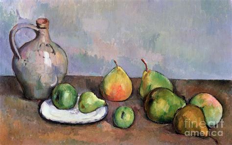 Still Life with Pitcher and Fruit Painting by Paul Cezanne - Pixels