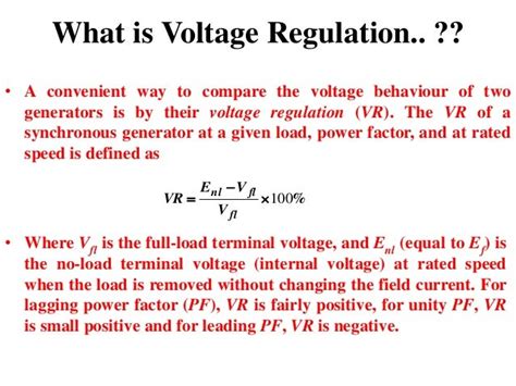 Voltage Regulation Formula Of Dc Generator