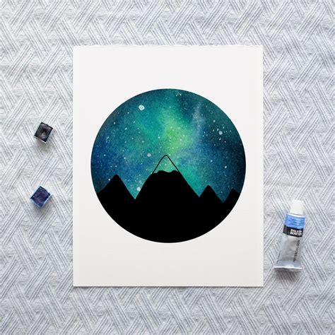 Mountain Starry Night Sky Art Print of My Original Painting - Etsy