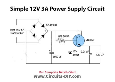 Simple 12V 3A Power Supply Circuit