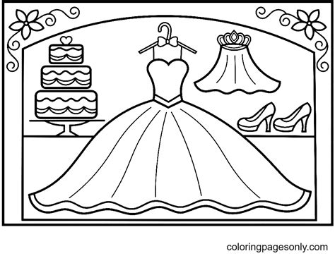Wedding Dress for Kid Coloring Page - Free Printable Coloring Pages