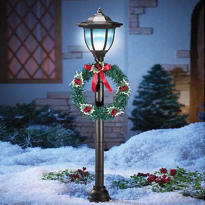Holiday Lighted Solar Christmas Lamp Post with Wreath Yard Lantern NEW | Christmas lamp post ...