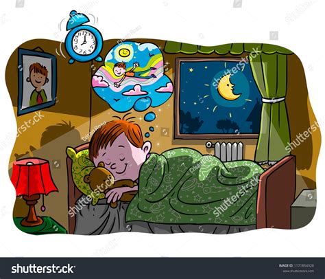 Vector Illustration Kid Sleeping Dreaming Cartoon: Vector có sẵn (miễn ...