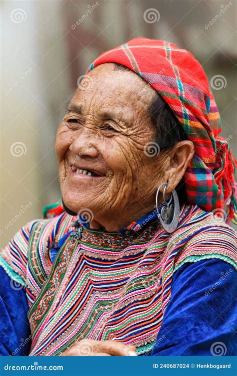 Lady of the Flower H`mong Mountain Tribe Visiting the Market of Bac Ha ...