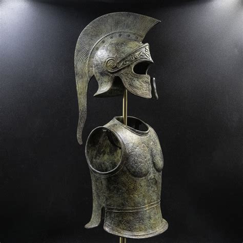 Spartan Warrior Bronze Armor Sculptured Panoply, Ancient Greek Museum Replica Helmet and ...