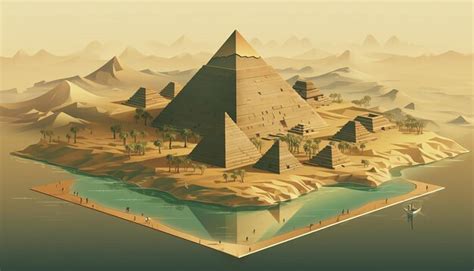 Premium AI Image | Isometric pyramids of giza creative illustration