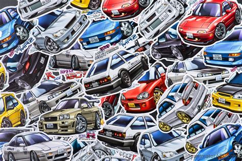 Initial D Cars Vinyl Stickers featuring AE86 Trueno RX7 GTR | Etsy