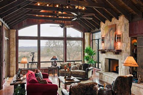 Rustic ranch house designed for family gatherings in Texas