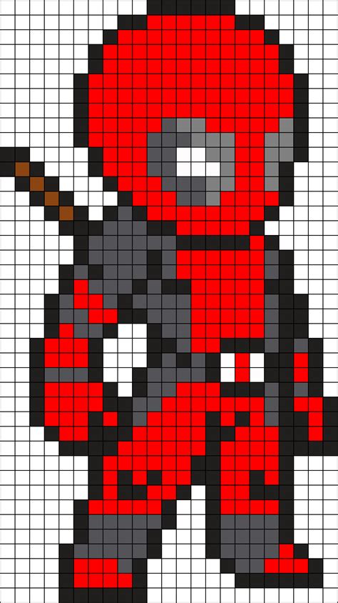 Deadpool Perler Bead Pattern / Bead Sprite | Pixel art, Minecraft pixel ...