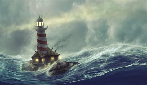 Lighthouse Storm Painting at PaintingValley.com | Explore collection of ...