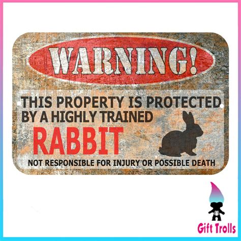 Bunny or Rabbit Sign Funny Metal Signs Bunny warning Sign | Etsy