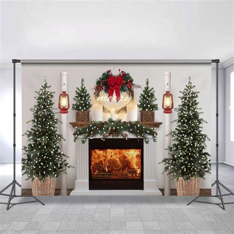 Lofaris Glitter Tree And Fireplace White Christmas Backdrop | Diy ...