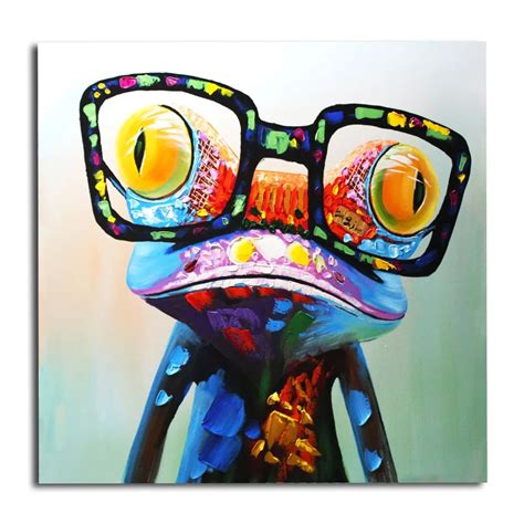 IARTS Wall Art Canvas Christmas Gift Happy Frog Animal Hand painted Oil ...