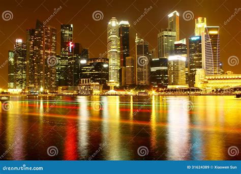 Night View of Singapore Cbd Stock Image - Image of color, central: 31624389