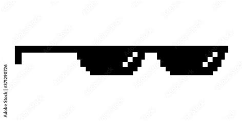 Cool pixel sunglasses from the thug life meme. Object for a joke. Isolated on a white background ...