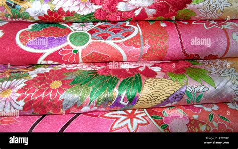 Stack of sumptuous silk kimonos Japan Stock Photo - Alamy