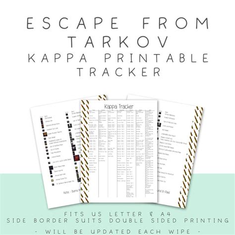 Ultimate Escape From Tarkov Kappa Tracker Printable Guide for Quest Items & Achieving Kappa ...